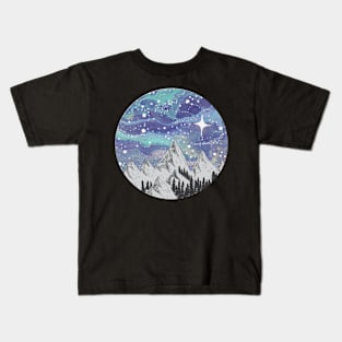 Mountain Circle- Galaxy Sky- Nature Sticker-Cute Sticker-Gifts Kids T-Shirt